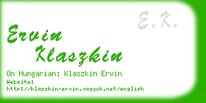 ervin klaszkin business card